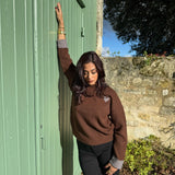 PULL COEUR MARRON