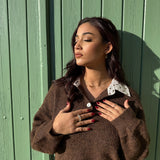 PULL DUO COFFEE ET BEIGE À POIS